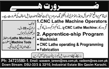 cnc lathe machine operator jobs in karachi|20 Machine Operator Jobs in Karachi .